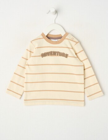Teeny Weeny Play Time Stripe Adventure Long Sleeve Tee, Chalk product photo