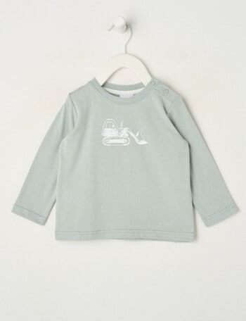 Teeny Weeny Play Time Digger Long Sleeve Tee, Sea Foam product photo