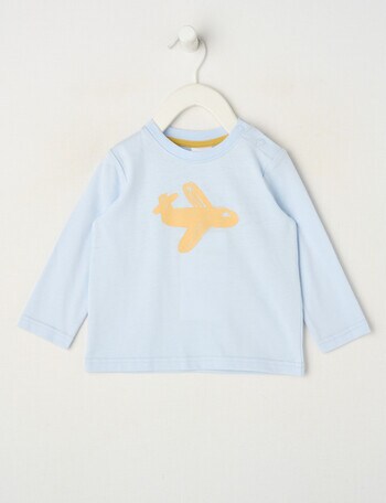 Teeny Weeny Play Time Plane Long Sleeve Tee, Moonstone Blue product photo