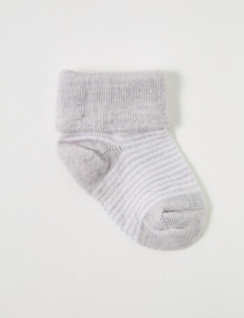 Teeny Weeny Merino Stripe TOT Socks, Light Grey & Cream product photo
