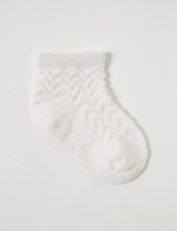 Teeny Weeny Merino Zig Zag Crew Socks, Cream product photo