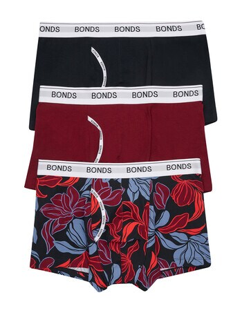 Bonds Guyfront Trunk, 3-Pack, Lucky Lotus, Rouge Noir & Nu Black product photo