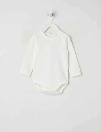 Little Bundle Essentials Waffle Bodysuit, White product photo