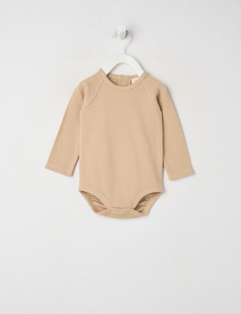 Little Bundle Essentials Waffle Bodysuit, Oat Milk product photo