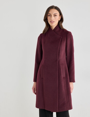 Oliver Black Funnel Neck Coat, Burgundy product photo