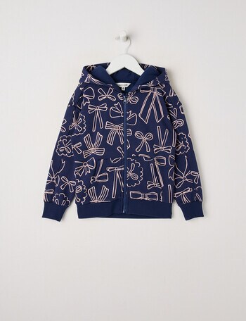 Mac & Ellie Bows Zip Front Hoodie, Navy product photo