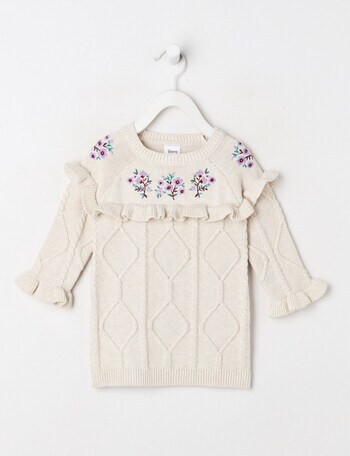 Teeny Weeny Swan Song Knit Flower Dress, Vanilla Marle product photo