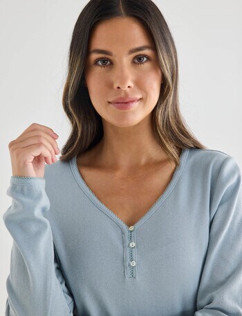 Whistle Sleep Henley Top, Mint product photo
