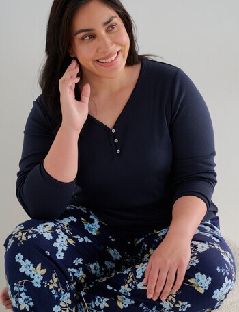 Studio Curve Sleep Henley Top, Navy product photo