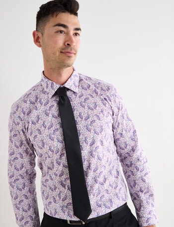 Laidlaw + Leeds Paisley Print Long Sleeve Shirt, Lilac product photo