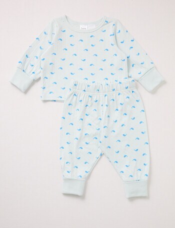 Teeny Weeny Sleep Whale Long-Sleeve PJ Sleep Set, 2-Piece, Blue product photo
