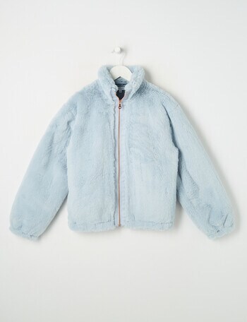 Switch Faux Fur Jacket, Sky Blue product photo