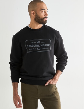 Gasoline Motor Crew Sweat, Black product photo