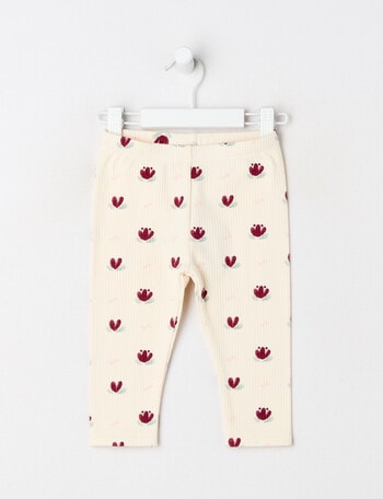 Teeny Weeny Swan Song Play Time Fleece Floral Legging, Vanilla product photo