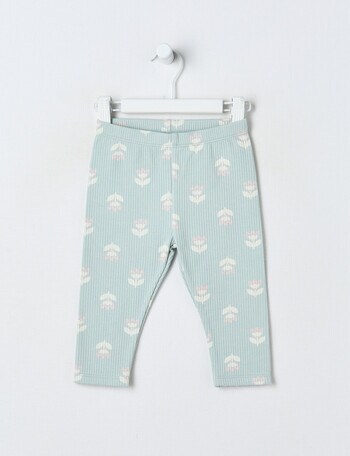 Teeny Weeny Swan Song Play Fleece Flower Legging, Green product photo