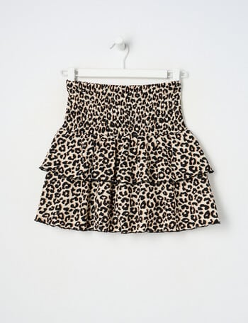 Switch Animal Print Ruffle Mini Skort, Natural product photo