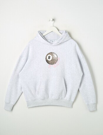 Switch Leopard Eight Ball Oversized Hoodie, Grey Marle product photo