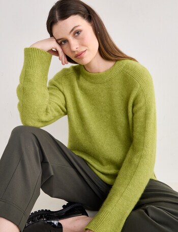 Jigsaw Helena Cosy Crew Sweater, Leaf Green product photo