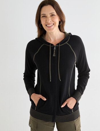 Line 7 Midas Knitted Hoodie, Black & Khaki product photo