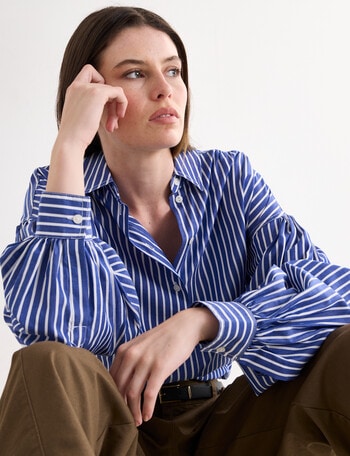 Jigsaw Oona Gather Detailed Blouse, Blue product photo