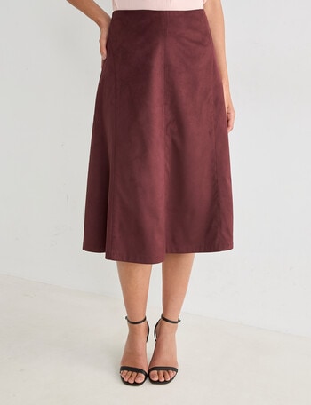 Whistle Faux Suede A-line Skirt, Dark Cherry product photo