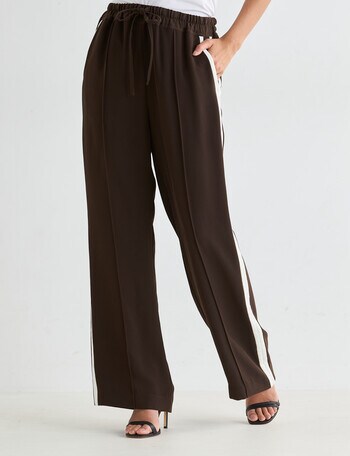 Whistle Straight Leg Side Stripe Pant, Shorter Length, Cacao & Ivory product photo