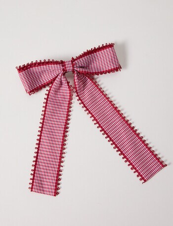 Mac & Ellie Checkered Bow Clip, Red product photo