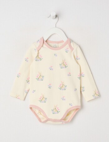 Little Bundle Essentials Stretch Cotton Long-Sleeve Rabbit Bodysuit product photo