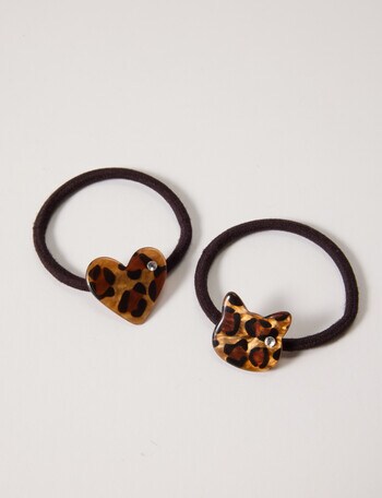 Mac & Ellie Animal Print Hair Ties, 2-Piece, Black product photo