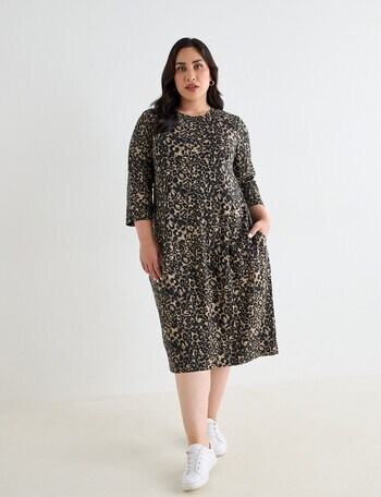 Studio Curve Panelled Dress, Leopard product photo