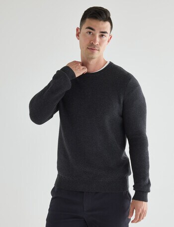 Gasoline Waffle Long Sleeve Crew Top, Charcoal product photo