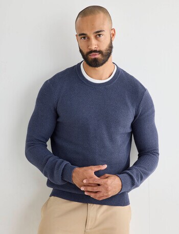 Gasoline Waffle Long Sleeve Crew Top, Tahoe Blue product photo