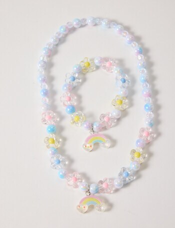 Mac & Ellie Rainbow Necklace & Bracelet Set, 2-Piece, Blue product photo