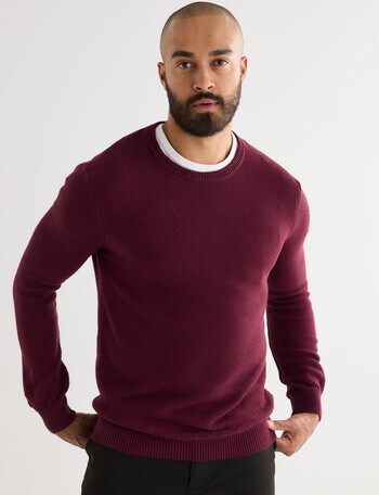 Gasoline Waffle Long Sleeve Crew Top, Burgundy product photo
