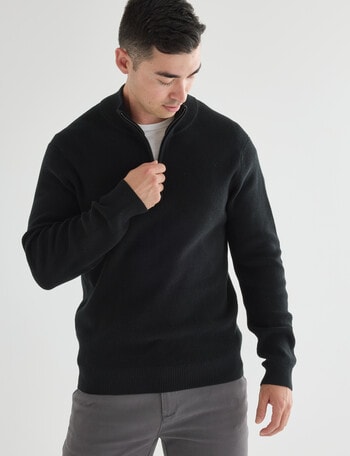 Gasoline Half Zip Long Sleeve Waffle, Navy product photo