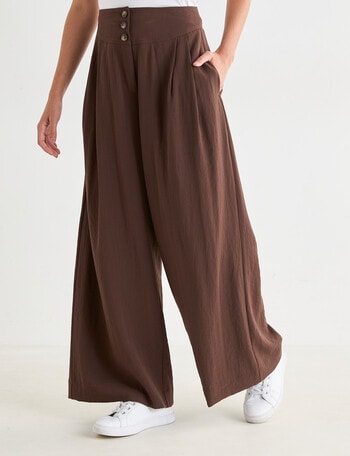Whistle Basque Waist Wide Leg Pant, Regular Length, Espresso product photo