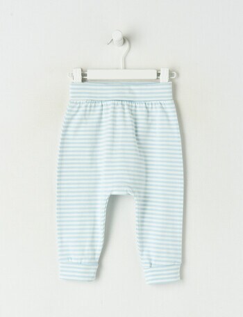 Little Bundle Stretch Cotton Stripe Pant, Blue & White product photo
