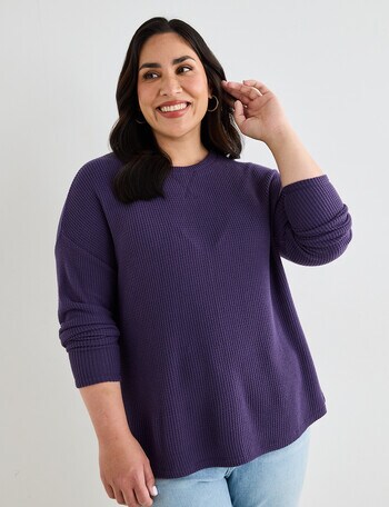 Studio Curve Supersoft Eyelet Crew Top, Grape product photo