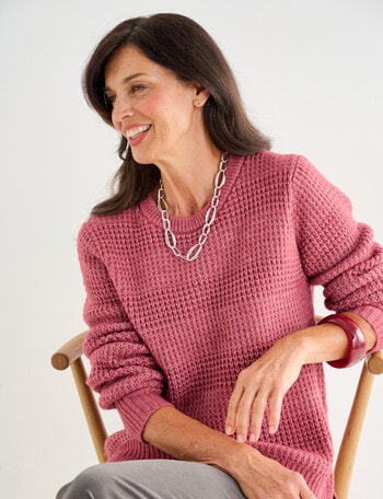 Ella J Self Stripe Jumper, Rosewood product photo