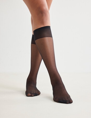 Lyric Comfort Knee Hi Tights, 15 Denier, 3-Pack, Black product photo