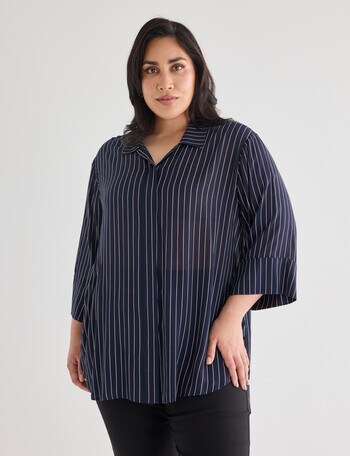 Studio Curve Stripe Shirt, Midnight product photo