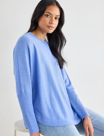 North South Merino Round Neck Sweater, Blue Sky product photo