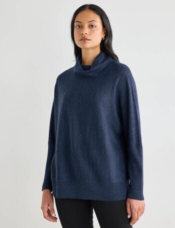North South Merino Roll Neck Jumper, Night Sky product photo