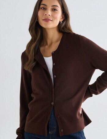 North South Merino Blend Cardigan, Chocolate product photo