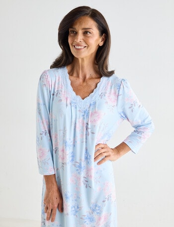 Ruby & Bloom Lace Trim Nightie, Pale Blue Print, 10-26 product photo