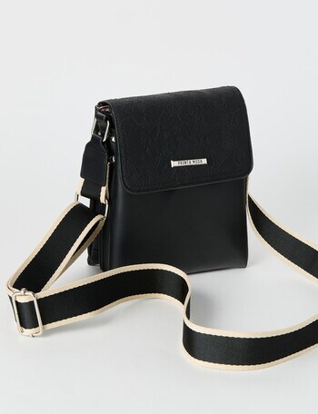 Pronta Moda Paisley Flap Crossbody Bag, Black product photo