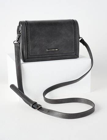 Pronta Moda Full Flap Crossbody Bag, Grey product photo