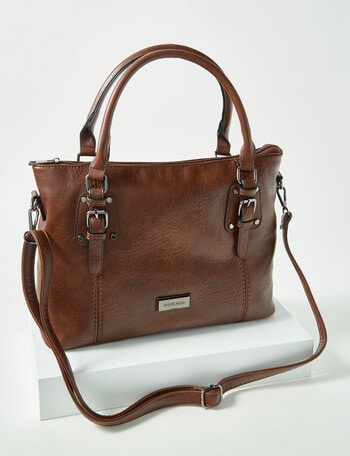Pronta Moda Leatherlook Shopper Bag, Tan product photo