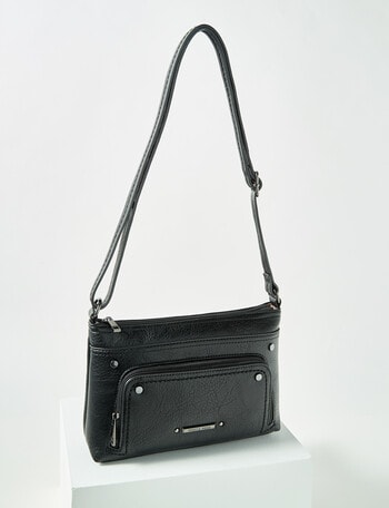 Pronta Moda Zip Pocket Crossbody Bag, Black product photo
