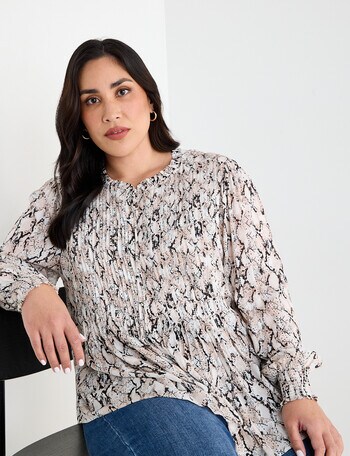 Studio Curve Print Pintuck Blouse, Snake product photo